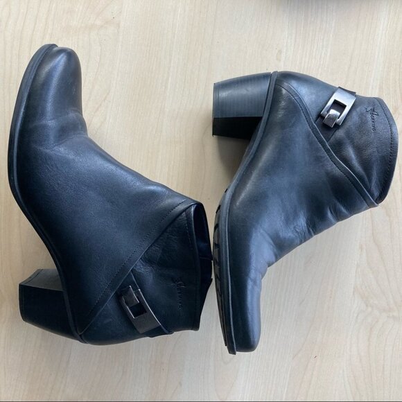 DORKING Sz 40 by Fluchos Made In Spain Inner Zipper Stacked Heel Leather Booties - Picture 7 of 9